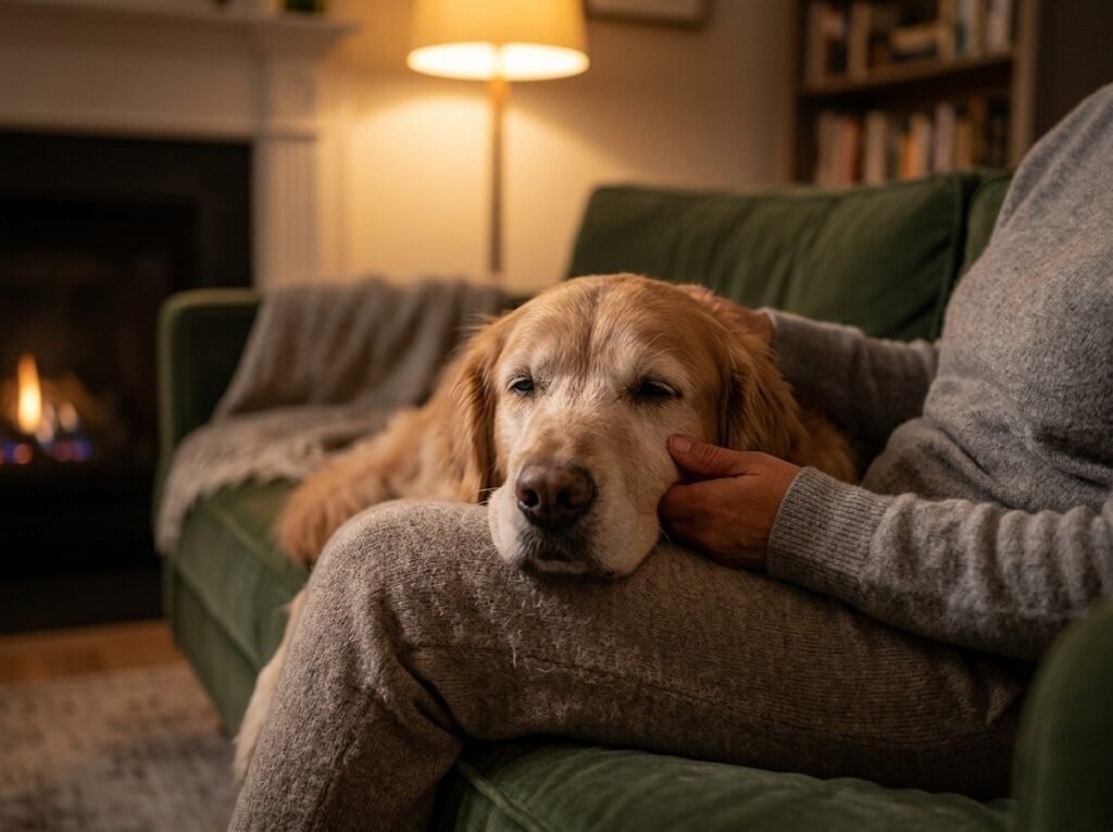 golden retriever resting on lap 202608040003