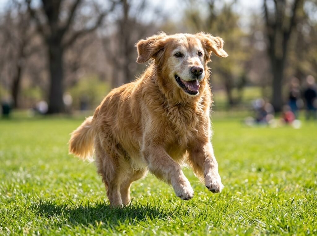 golden retriever running in park 202608032356